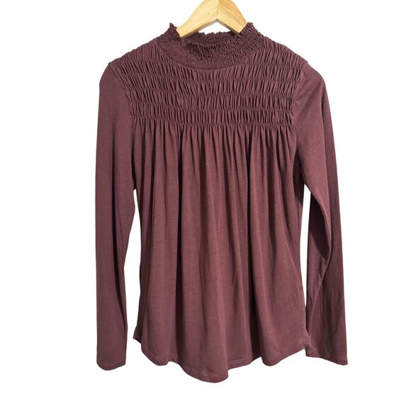 Sundance Shirred Front Long Sleeve High Neck Blouse Small - Picture 1 of 5